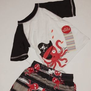 NEW NWT Rashguard and swim trunks set